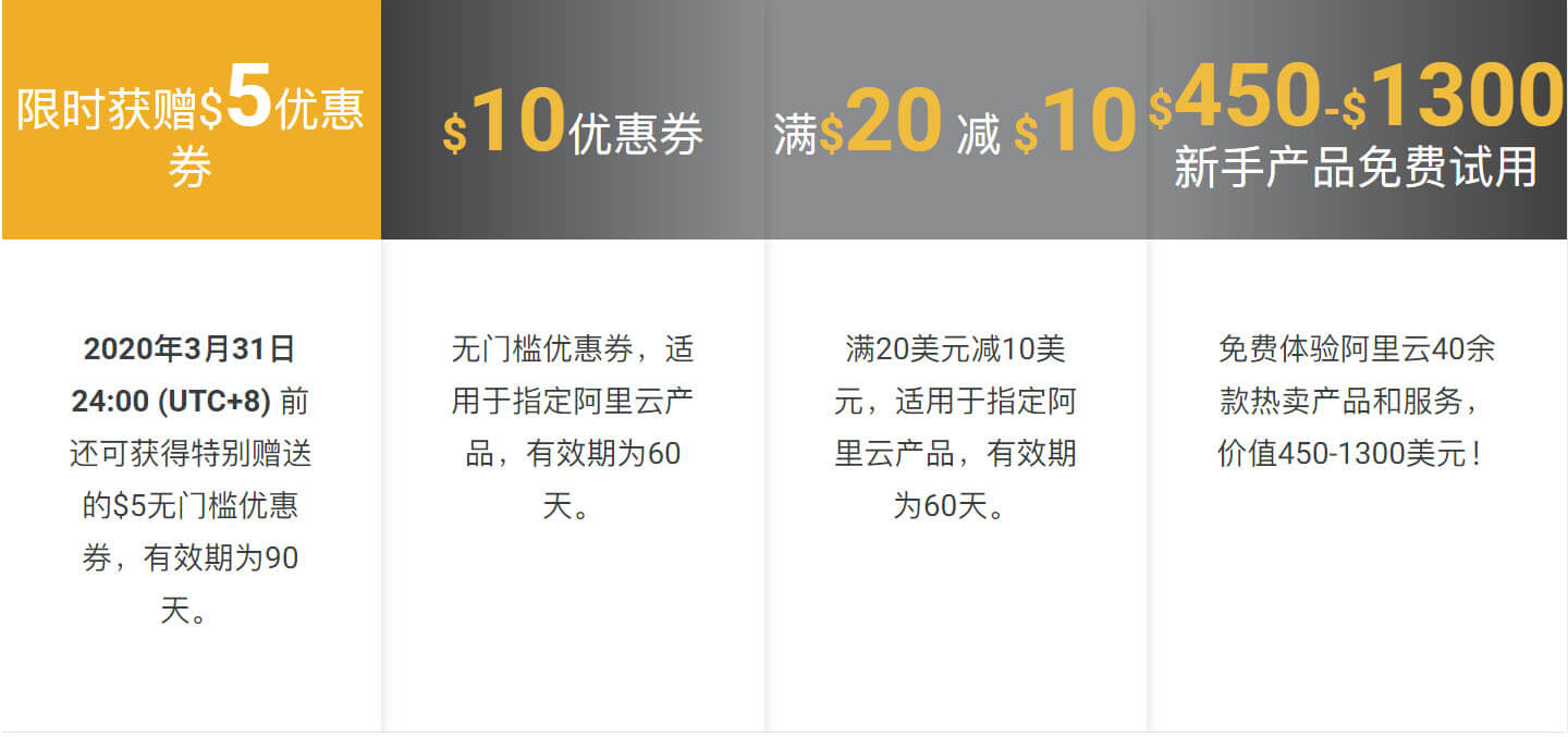 2020-03 阿里云国际,跃上云端活动,新注册用户拿25$